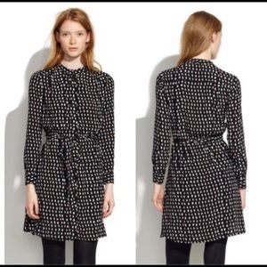 Madewell Black Print Shirtdress with Tie